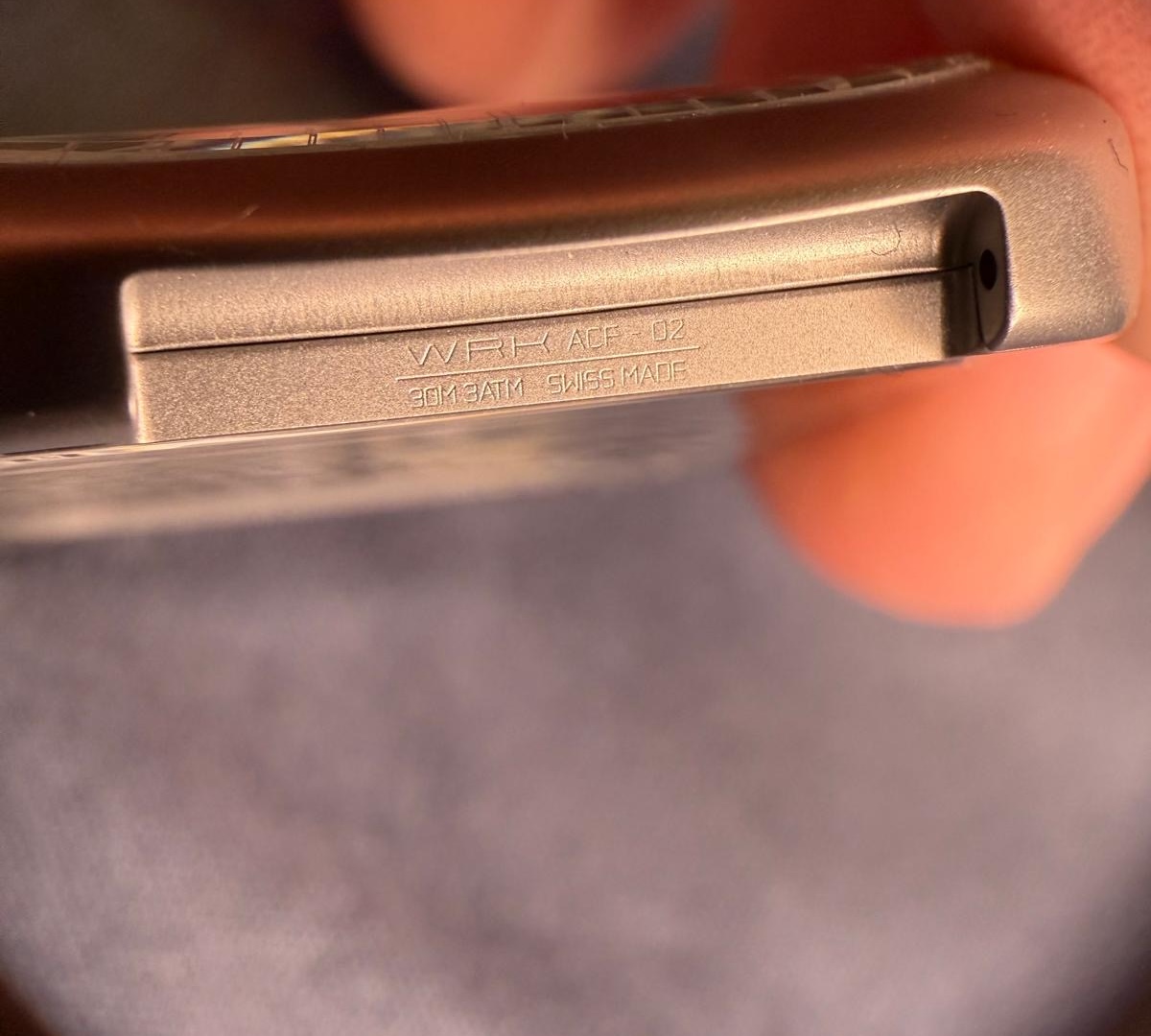 Engraving detail on a middle case